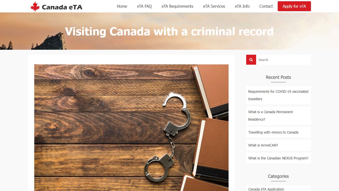 Visiting Canada with a criminal record - Canada eTA